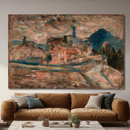 Vista Di Una Piccola Città Tra Le Montagne Le Puy Tadeusz Makowski tmk192 quadro stampato su tela