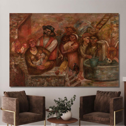 Paesani Tadeusz Makowski tmk197 quadro stampato su tela