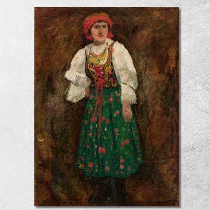 Donna In Costume Tradizionale Di Cracovia Tadeusz Makowski tmk201 quadro stampato su tela