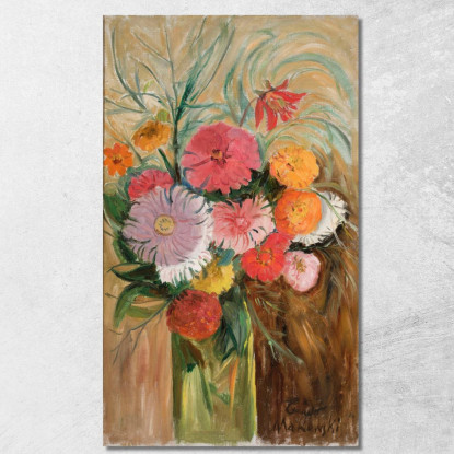 Zinnie E Astri In Un Barattolo Di Vetro Tadeusz Makowski tmk204 quadro stampato su tela