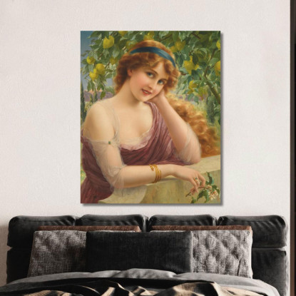 Ragazza Con Il Limone Emile Vernon evr8 quadro stampato su tela