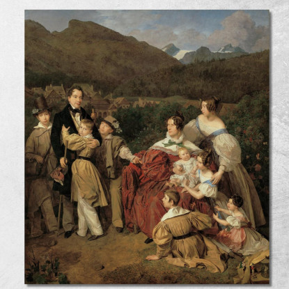 Il Notaio Dr. Josef August Eltz Con La Moglie Caroline Nata Schaumburg E Gli Otto Figli A Ischl Ferdinand Georg Waldmüller fgw3