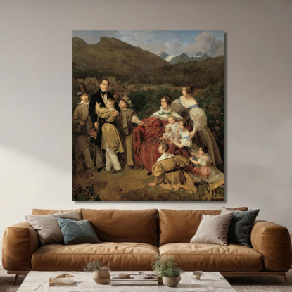 Il Notaio Dr. Josef August Eltz Con La Moglie Caroline Nata Schaumburg E Gli Otto Figli A Ischl Ferdinand Georg Waldmüller fgw3