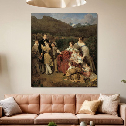 Il Notaio Dr. Josef August Eltz Con La Moglie Caroline Nata Schaumburg E Gli Otto Figli A Ischl Ferdinand Georg Waldmüller fgw3