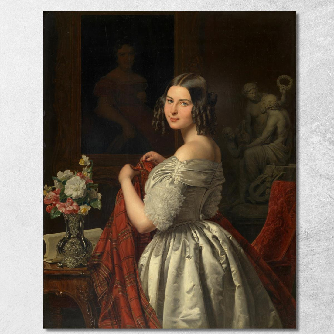 Giovane Dama Alla Toeletta Ferdinand Georg Waldmüller fgw72 quadro stampato su tela