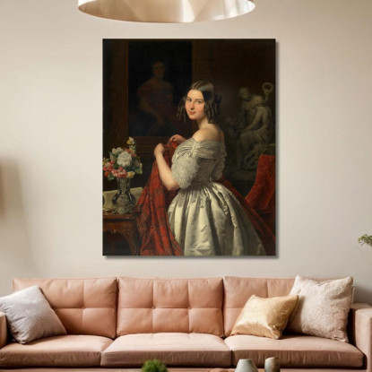 Giovane Dama Alla Toeletta Ferdinand Georg Waldmüller fgw72 quadro stampato su tela