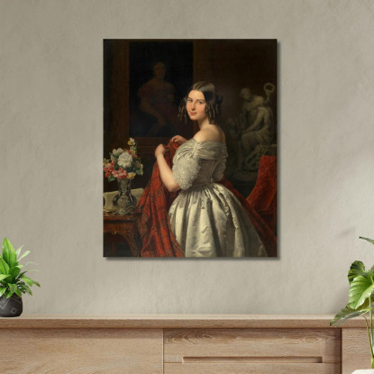 Giovane Dama Alla Toeletta Ferdinand Georg Waldmüller fgw72 quadro stampato su tela
