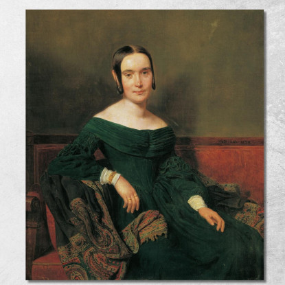 Signora In Abito Vermiglio Ferdinand Georg Waldmüller fgw77 quadro stampato su tela