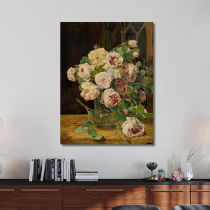 Mazzo Di Rose Alla Finestra Ferdinand Georg Waldmüller fgw96 quadro stampato su tela