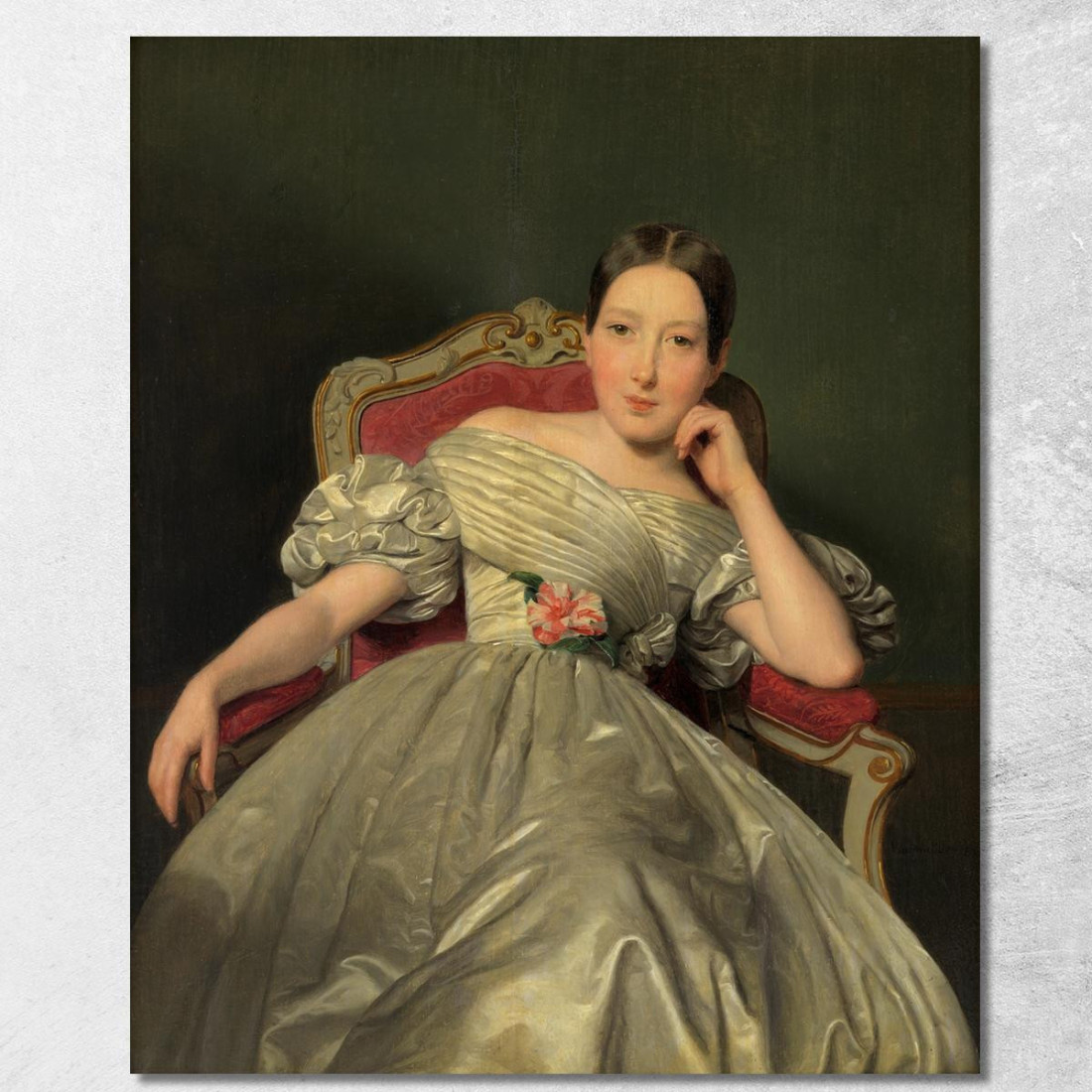 Ragazza Seduta In Abito Di Raso Bianco Ferdinand Georg Waldmüller fgw101 quadro stampato su tela