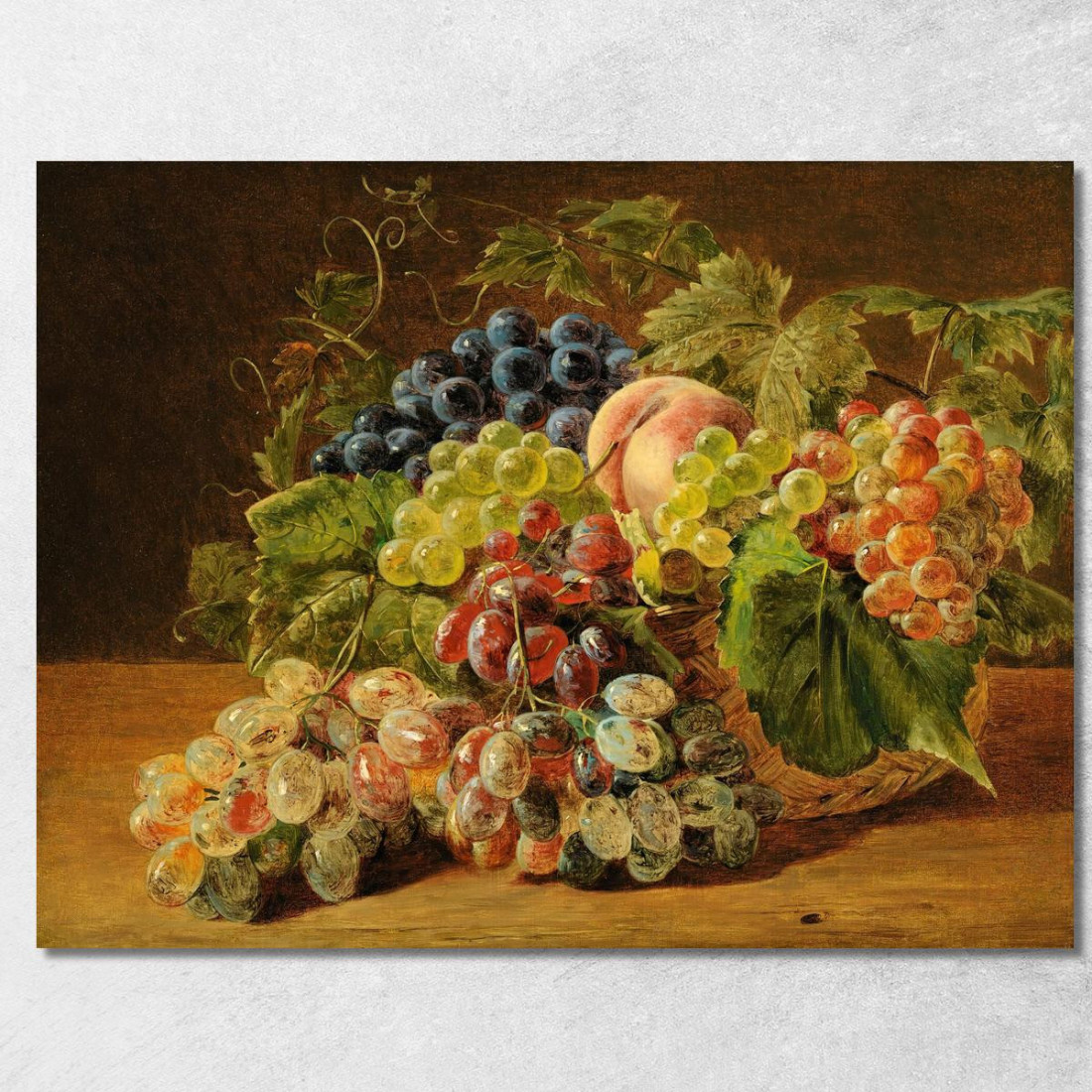 Natura Morta Con Pesche E Uva Ferdinand Georg Waldmüller fgw104 quadro stampato su tela