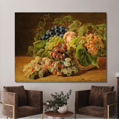 Natura Morta Con Pesche E Uva Ferdinand Georg Waldmüller fgw104 quadro stampato su tela