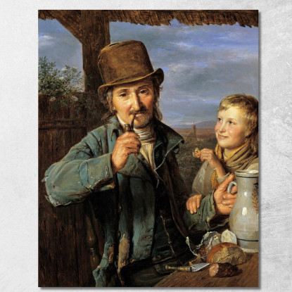 Bracciante Con Suo Figlio Ferdinand Georg Waldmüller fgw106 quadro stampato su tela