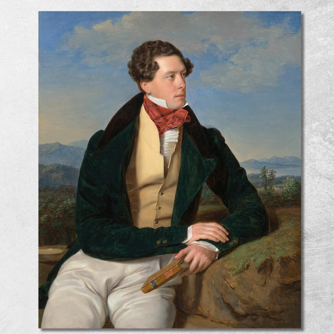 L'Attore Maximilian Korn In Un Paesaggio Ferdinand Georg Waldmüller fgw107 quadro stampato su tela