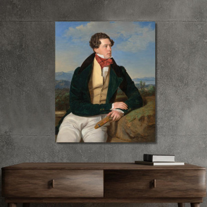 L'Attore Maximilian Korn In Un Paesaggio Ferdinand Georg Waldmüller fgw107 quadro stampato su tela