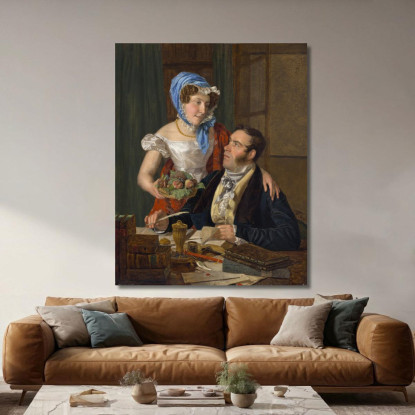 Il Cartografo Professor Josef Jüttner E Sua Moglie Ferdinand Georg Waldmüller fgw109 quadro stampato su tela
