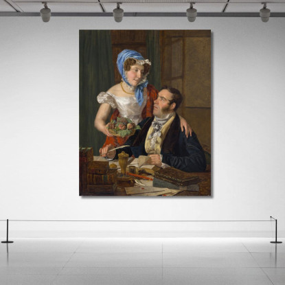 Il Cartografo Professor Josef Jüttner E Sua Moglie Ferdinand Georg Waldmüller fgw109 quadro stampato su tela