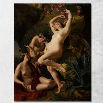 Tre Grazie Incoronate Di Rose Ferdinand Georg Waldmüller fgw118 quadro stampato su tela