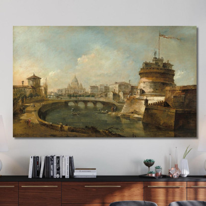 Veduta Fantastica Di Castel Sant’Angelo Roma Francesco Guardi fgr11 quadro stampato su tela