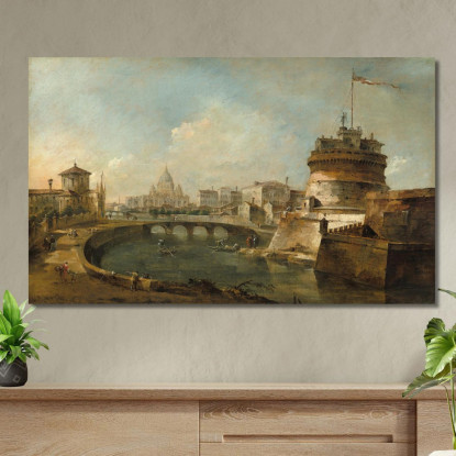 Veduta Fantastica Di Castel Sant’Angelo Roma Francesco Guardi fgr11 quadro stampato su tela