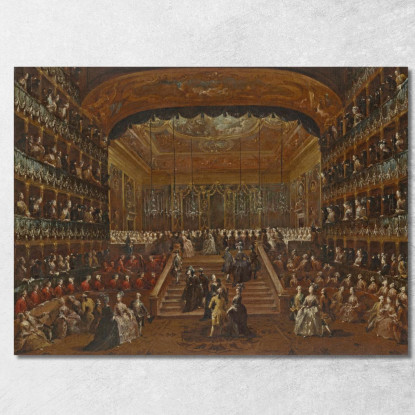 L'Interno Del Teatro San Benedetto A Venezia Con Il Ballo Del 1782 In Onore Dei Conti Del Nord Francesco Guardi fgr29 quadro st