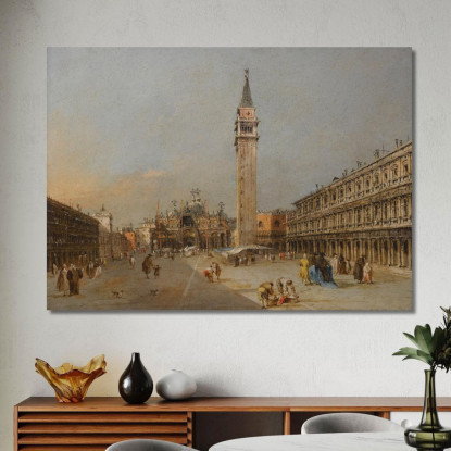 Piazza San Marco Con La Basilica E Il Campanile Francesco Guardi fgr31 quadro stampato su tela