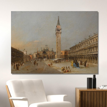 Piazza San Marco Con La Basilica E Il Campanile Francesco Guardi fgr31 quadro stampato su tela