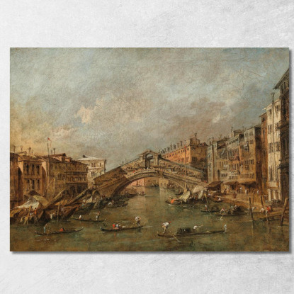 Il Ponte Di Rialto E La Riva Del Vin Venezia Francesco Guardi fgr34 quadro stampato su tela