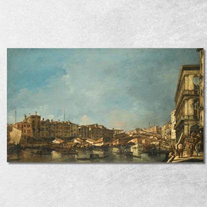 Venezia Veduta Del Ponte Di Rialto Verso Nord Dalla Fondamenta Del Carbon Francesco Guardi fgr43 quadro stampato su tela