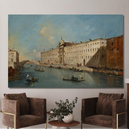 Venezia Il Rio Dei Mendicanti Con La Chiesa Di San Lazzaro Dei Mendicanti Francesco Guardi fgr47 quadro stampato su tela