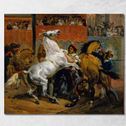 L'Inizio Della Corsa Dei Cavalli Senza Fantino Horace Vernet hvr44 quadro stampato su tela
