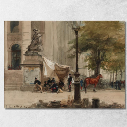 Accampamento Di Artiglieria A Place De La Bourse 4 Giugno 1871 Isidore Pils ipl5 quadro stampato su tela