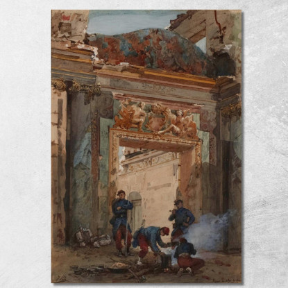 Rovine Del Salone Di Marte Al Palazzo Di Saint-Cloud Nel 1871 Isidore Pils ipl18 quadro stampato su tela