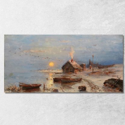 Un Villaggio Di Pescatori Sulla Costa Baltica Julius Sergius Klever jsk1 quadro stampato su tela