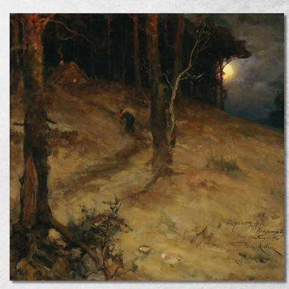 Una Notte Al Chiaro Di Luna Nella Foresta Julius Sergius Klever jsk2 quadro stampato su tela