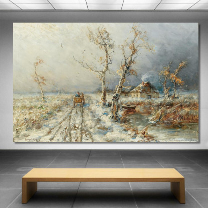 Una Tempesta In Un Paesaggio Innevato Julius Sergius Klever jsk4 quadro stampato su tela