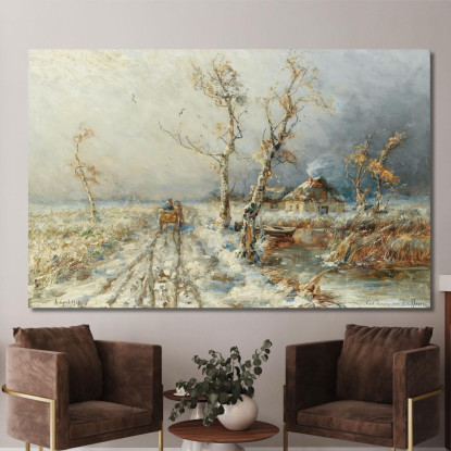 Una Tempesta In Un Paesaggio Innevato Julius Sergius Klever jsk4 quadro stampato su tela