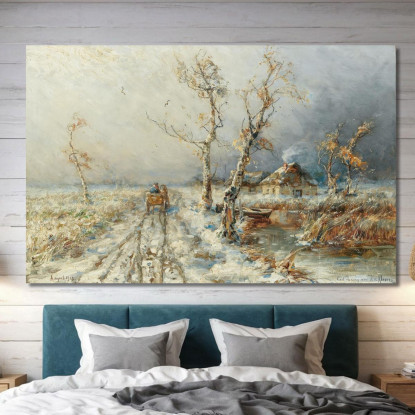 Una Tempesta In Un Paesaggio Innevato Julius Sergius Klever jsk4 quadro stampato su tela