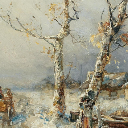 Una Tempesta In Un Paesaggio Innevato Julius Sergius Klever jsk4 quadro stampato su tela