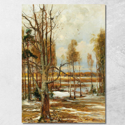 Un Paesaggio Di Inizio Primavera Con Un Faggio In Primo Piano Julius Sergius Klever jsk6 quadro stampato su tela