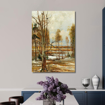 Un Paesaggio Di Inizio Primavera Con Un Faggio In Primo Piano Julius Sergius Klever jsk6 quadro stampato su tela