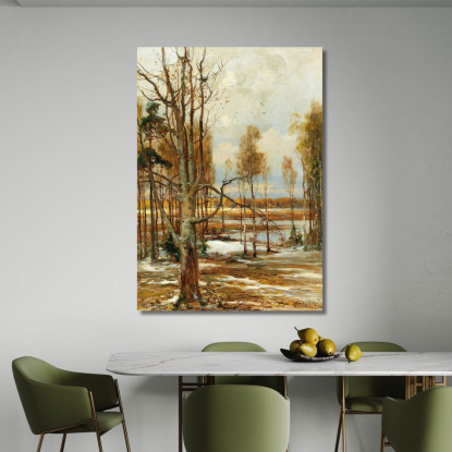 Un Paesaggio Di Inizio Primavera Con Un Faggio In Primo Piano Julius Sergius Klever jsk6 quadro stampato su tela