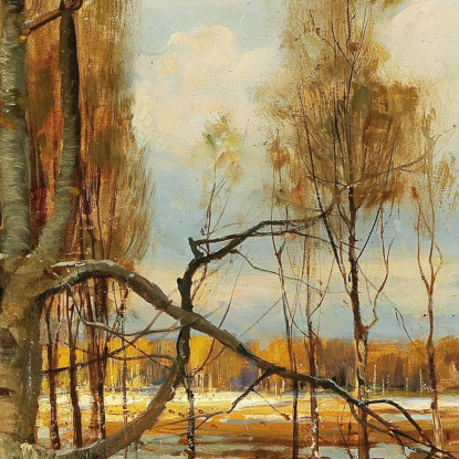 Un Paesaggio Di Inizio Primavera Con Un Faggio In Primo Piano Julius Sergius Klever jsk6 quadro stampato su tela