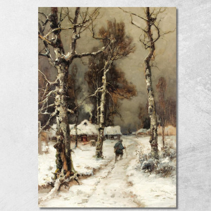Verso Casa Attraverso Una Foresta Invernale Julius Sergius Klever jsk11 quadro stampato su tela
