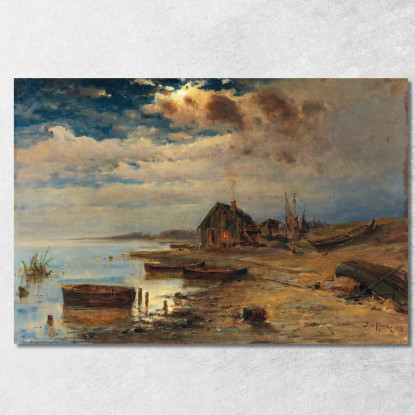 Scena Al Crepuscolo Sulla Costa Baltica Julius Sergius Klever jsk17 quadro stampato su tela
