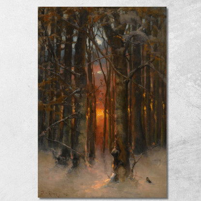 Tramonto Tra Gli Alberi Julius Sergius Klever jsk18 quadro stampato su tela