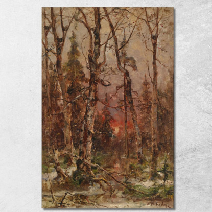 Winterlandschaft Bei Untergehender Sonne Julius Sergius Klever jsk30 quadro stampato su tela