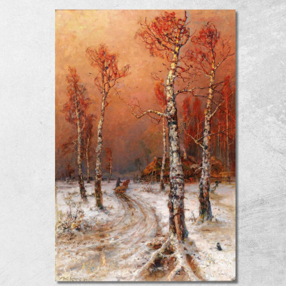 Winterstimmung Mit Saatkrähen Julius Sergius Klever jsk31 quadro stampato su tela