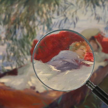 Dama E Bambino Addormentati In Una Barca Sotto I Salici John Singer Sargent jss125 quadro stampato su tela