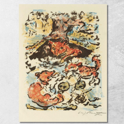 La Renarde Ermelyn Avec Ses Enfants Dans Le Terrier Malepartus Lovis Corinth lcr21 tableau impression sur toile